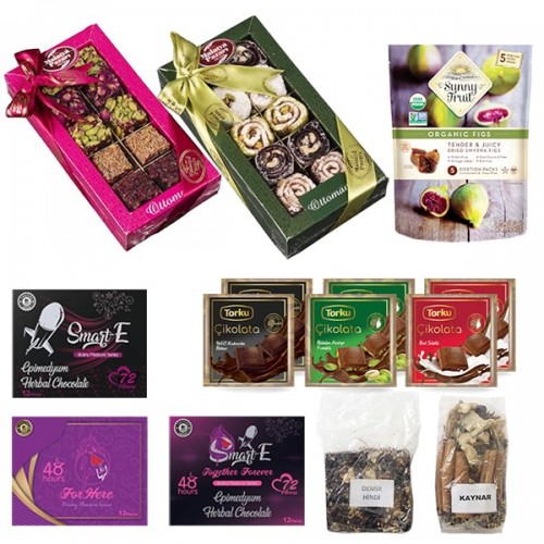 Ramadan Set, Free Shipping, Mixed Turkish Delight Ottoman Sherbets Drink, Organic Sun-Dried Figs, Torku Chocolate Bars, Aphrodisiac Chocolate Gift Ramadan Set, Free Shipping, Mixed Turkish Delight Ottoman Sherbets Drink, Organic Sun-Dried Figs, Torku Chocolate Bars, Aphrodisiac Chocolate Gift