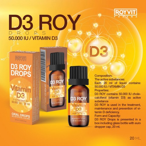 D3 ROY قطرات فيتامين D3, علاج نقص فيتامين D, نقط فموية سهلة الاستخدام, 20 مل D3 ROY قطرات فيتامين D3, علاج نقص فيتامين D, نقط فموية سهلة الاستخدام, 20 مل