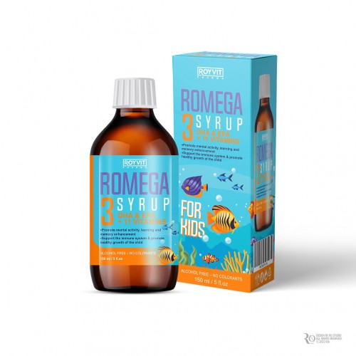 ROMEGA 3 Complete Omega-3 Fish Oil Syrup for Kids with Essential Multivitamins and Minerals for Enhanced Brain, Vision, and Immune Health, 150 ml ROMEGA 3 Complete Omega-3 Fish Oil Syrup for Kids with Essential Multivitamins and Minerals for Enhanced Brain, Vision, and Immune Health, 150 ml