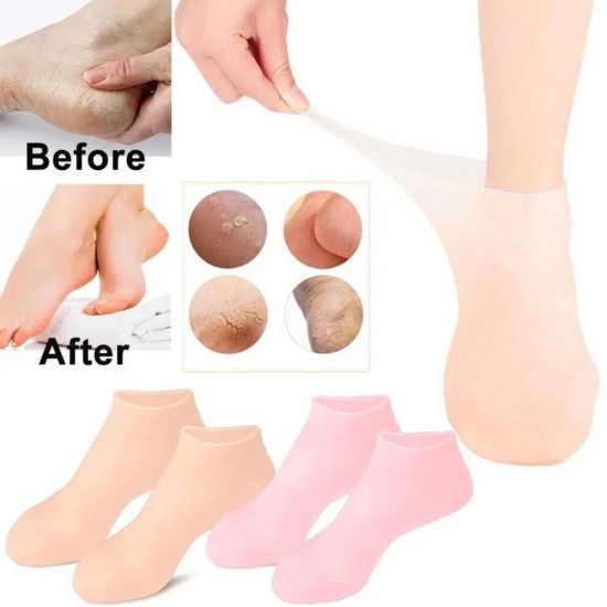 Silicone Foot Care Socks, Deep Moisturizing & Exfoliating Spa Socks for Cracked Heels & Dry Feet