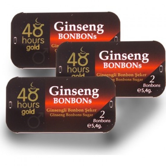 48 Hours Gold Ginseng Bonbon, Aphrodisiac Increase Libido Candy, Erection Booster, 3 Packs of 2, 6 Bonbon