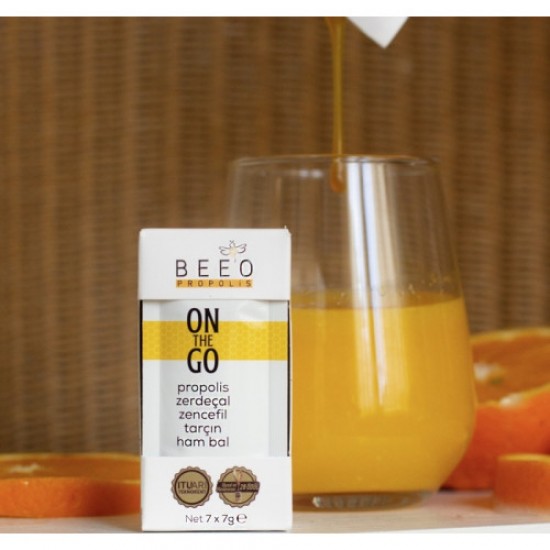 BEEO On the Go Turmeric Cinnamon Ginger Raw Honey Propolis Immune Support 14 packs x 7g, 98g