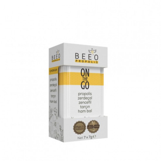 BEEO On the Go Turmeric Cinnamon Ginger Raw Honey Propolis Immune Support 14 packs x 7g, 98g