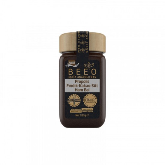 BEEO Propolis + Hazelnuts + Milk + Cocoa in Raw Turkish Honey, 180 gr