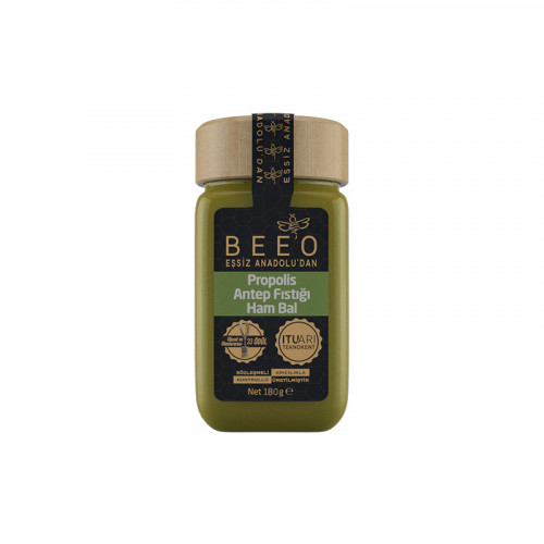 بيو البروبوليس العكبر والفستق الحلبي فستق عنتاب في العسل التركي الخام, 180 غرام بيو البروبوليس العكبر والفستق الحلبي فستق عنتاب في العسل التركي الخام, 180 غرام