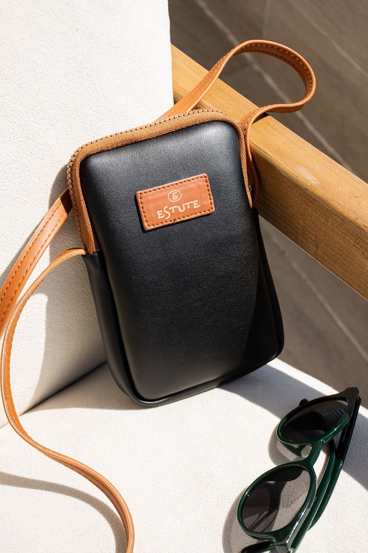 TurkAttar, Leather Phone Holder with Adjustable Shoulder Strap