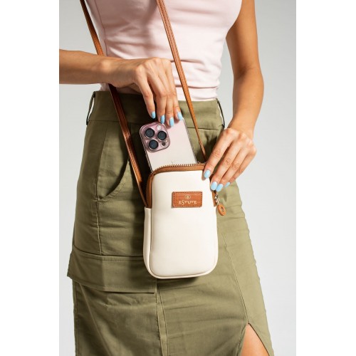 Leather Phone Holder with Adjustable Shoulder Strap, Shoulder Bag and Handbag, Stylish and Versatile, Cream Color Leather Phone Holder with Adjustable Shoulder Strap, Shoulder Bag and Handbag, Stylish and Versatile, Cream Color