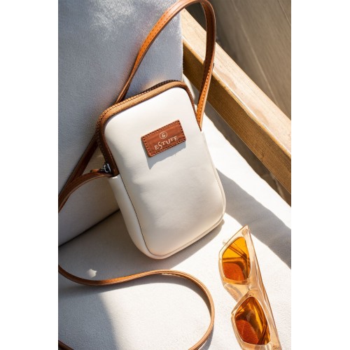 Leather Phone Holder with Adjustable Shoulder Strap, Shoulder Bag and Handbag, Stylish and Versatile, Cream Color Leather Phone Holder with Adjustable Shoulder Strap, Shoulder Bag and Handbag, Stylish and Versatile, Cream Color