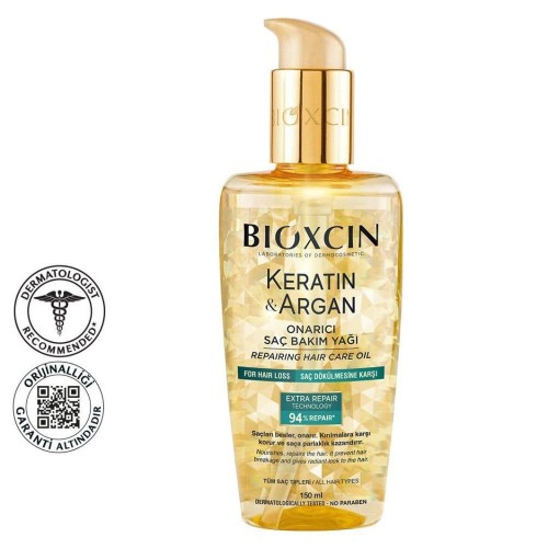 Bioxcin Keratin & Argan Repairing Hair Care Oil 150 ml, Hair Loss & Damage Treatment with Biocomplex B11 & Hydrolyzed Keratin Bioxcin Keratin & Argan Repairing Hair Care Oil 150 ml, Hair Loss & Damage Treatment with Biocomplex B11 & Hydrolyzed Keratin