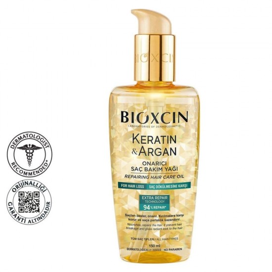 Bioxcin Keratin & Argan Repairing Hair Care Oil 150 ml, Hair Loss & Damage Treatment with Biocomplex B11 & Hydrolyzed Keratin Bioxcin Keratin & Argan Repairing Hair Care Oil 150 ml, Hair Loss & Damage Treatment with Biocomplex B11 & Hydrolyzed Keratin
