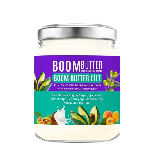 Turkish Boom Butter For Body, Face and Hands Care, New Formula of 7 Natural Oils in One Skin Care Product, 190 ml