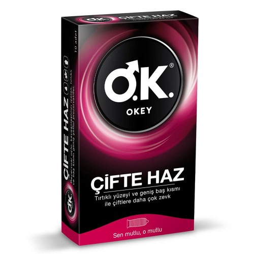 واقي ذكري OK المتعة المضاعفة, واقيات OKEY, احصل على المتعة المزدوجة بفضل ميزاته الفريدة بسطح جسمه المسنن وطرفه المدبب, 10 واقيات في العبوة  واقي ذكري OK المتعة المضاعفة, واقيات OKEY, احصل على المتعة المزدوجة بفضل ميزاته الفريدة بسطح جسمه المسنن وطرفه المدبب, 10 واقيات في العبوة
