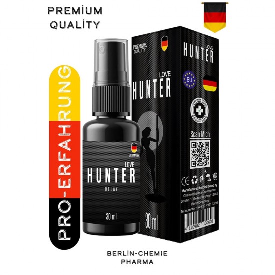Hunter Love Delay Spray, Quick Action Formula, Control Sensitivity, Last Longer in Bed, Made in Germany, 30 Ml   