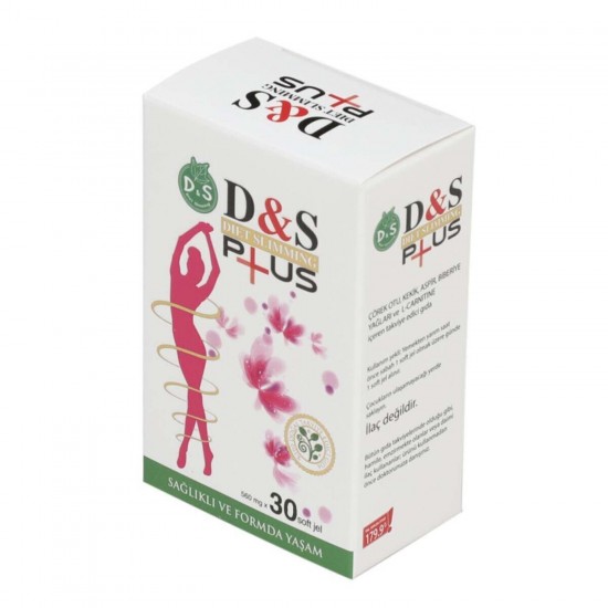 D&S Plus Herbal Softgels, Slimming Diet, Fat Burning and Weight Loss Formula, Turkish Slimming Pills, 560 mg, 30 Softgel