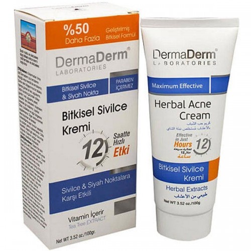 Dermaderm Cream For Acne And Dark Spots Treatment, TeaTree Extract, 12 Hours Fast Action For All Skin Types,50% More, 100 Gr Dermaderm Cream For Acne And Dark Spots Treatment, TeaTree Extract, 12 Hours Fast Action For All Skin Types,50% More, 100 Gr