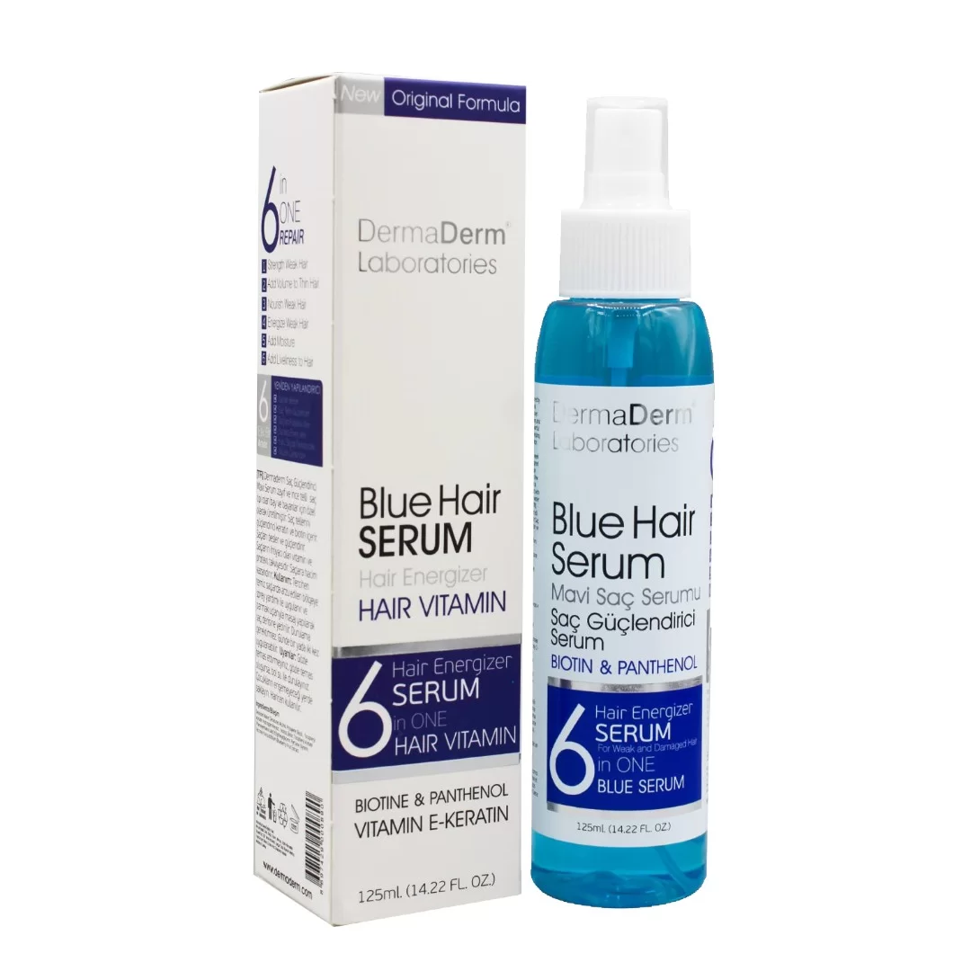 TrukAttar, Dermaderm Hair Strengthening Blue Serum, Biotin, Panthenol, Vitamin  E-Keratin, Hair Energizer, Blueberry Extract, 125 ml,  