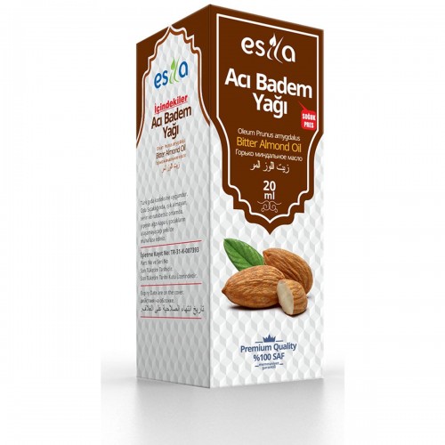 زيت اللوز المر التركي, زيت طبيعي 100% معصور على البارد, للعناية بالجسم والبشرة والشعر, 20 مل