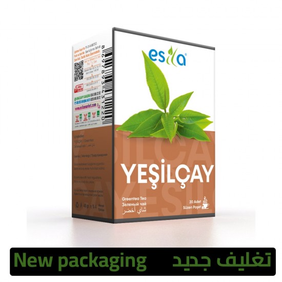 الشاي الأخضر التركي, شاي Esila, شاي التخسيس وإنقاص الوزن, 20 كيس, 40 غ