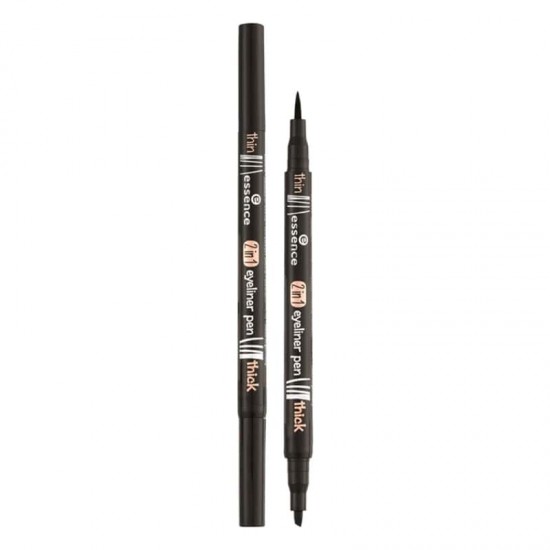 Essence 2 in 1 Eyeliner Pen, Made in Germany, Thin Thick Essence Eyeliner, Black