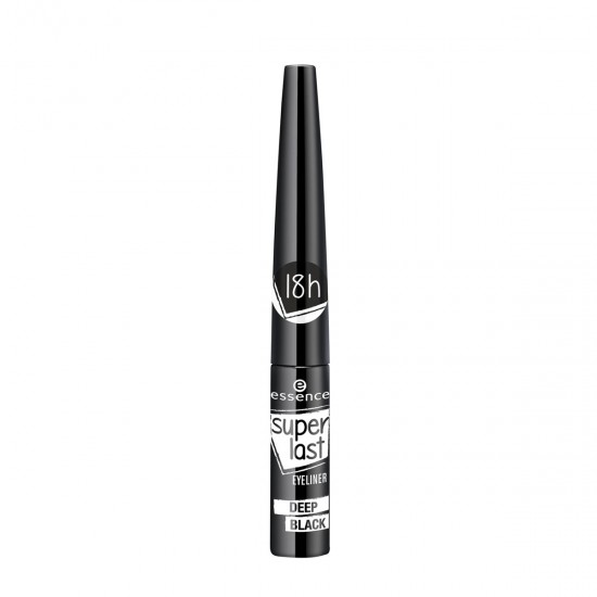 Essence Super Last Eyeliner, Deep Black, Liquid Eyeliner with Unique Slim Applicator, Made in Italy, 0.10 fl.oz