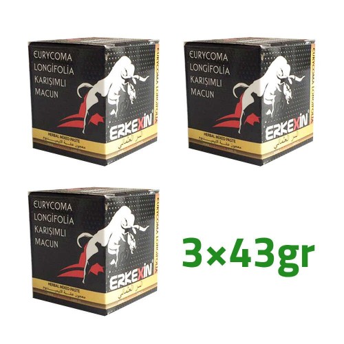 Erkekxin epimedium Macun with Ferula root and Tripolis, Ottoman secret mix, 3×43gr Erkekxin epimedium Macun with Ferula root and Tripolis, Ottoman secret mix, 3×43gr