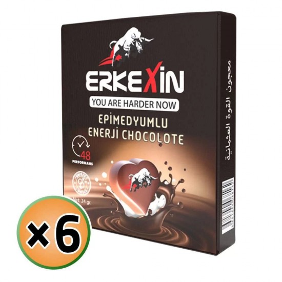 Erkeksin Chocolate, Turkish Delight FOR MEN, Epimedium Chocolate,  ED Turkish Delight, Sexual Performance Enhancer Delight, Unique Formula, Long-Lasting 48 Hours Effect, 6 × 24g, 144 g