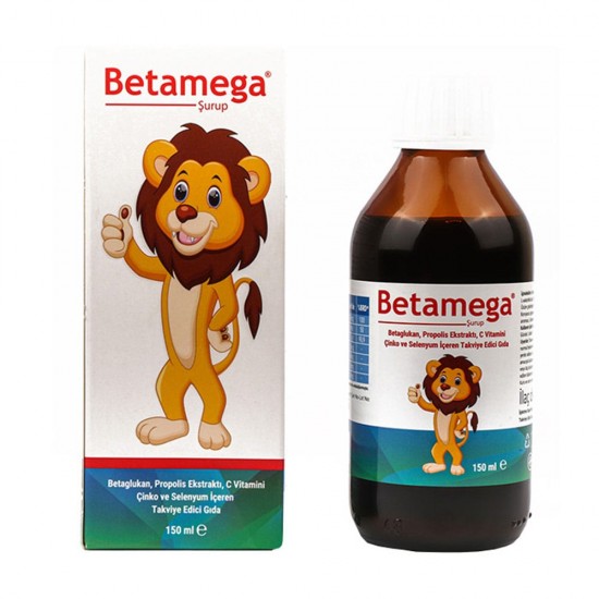 Betamega Syrup For Children, Immunity booster Supplement year- around, Black Elderberry, Betaglucan, Propolis, Vitamin C, Zinc and Selenium, 150ml