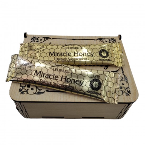 Leopard Miracle Honey, Turkish Honey is a Unique Mixture of Honey and Herbs, Wooden Amblaj, 12 sachets x 15 gr