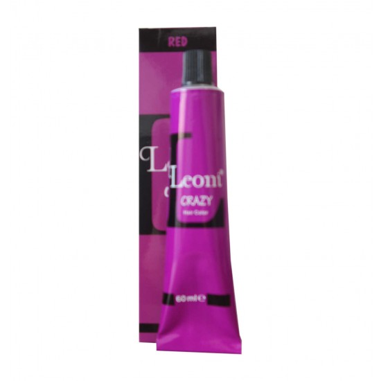 Leoni Permanent Hair Color Cream with Argan Oil Turkish Hair Dye Crazy Red 60 Ml