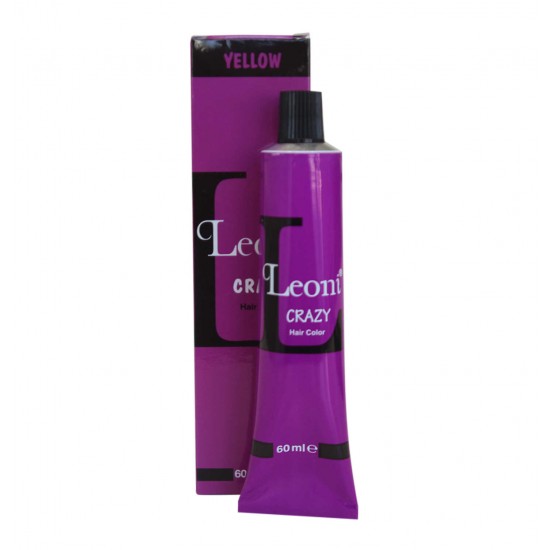 Leoni Permanent Hair Color Cream with Argan Oil Turkish Hair Dye Crazy Yellow 60 Ml