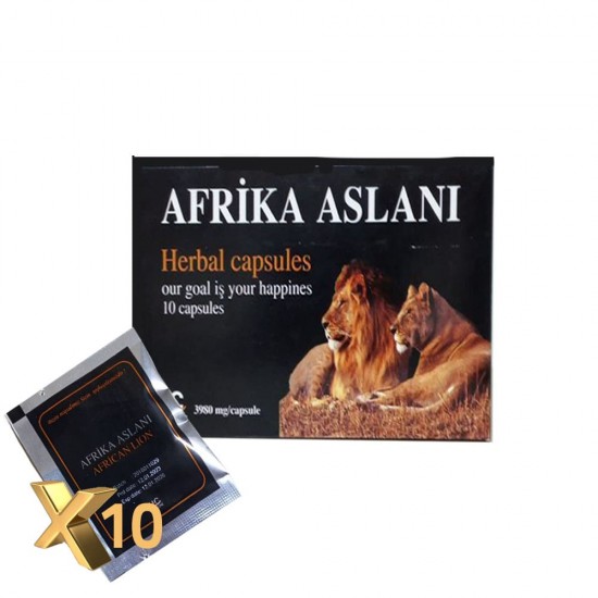 African Lion Capsules 3980 Mg,10 Herbal Capsules to Enhance Virility, Energy, Sexual Desire, Increase Erection, Delay, Traditional Chinese Medicine