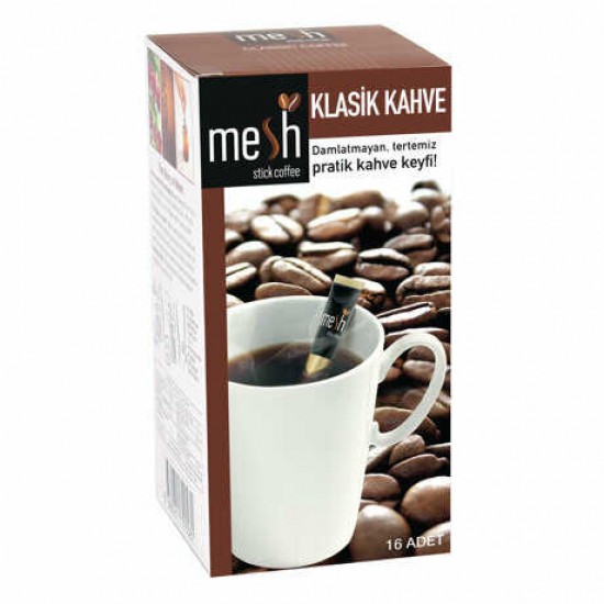 MESH Stick Turkish Coffee, Turkish Coffee in Sticks, Innovative Infuser Sticks, Turkish Coffee, No Artificial Colors No Flavors, 1 Pack of 16 Sticks, 32g