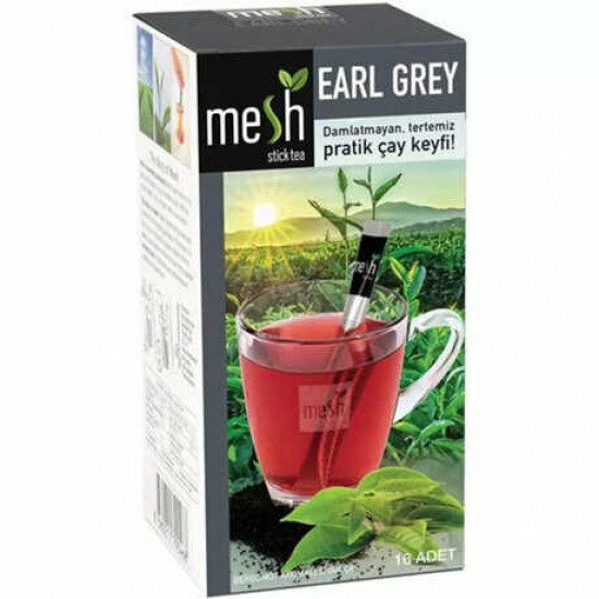 MESH Stick Earl Grey Tea, Earl Grey Tea in Sticks, Innovative Infuser Sticks, Black Tea with Bergamot, No Artificial Colors No Flavors, 1 Pack of 16 Sticks, 32g
