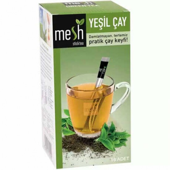 MESH Stick Green Tea, Green Tea in Sticks, Innovative Infuser Sticks, No Artificial Colors No Flavors, 1 Pack of 16 Sticks, 32g