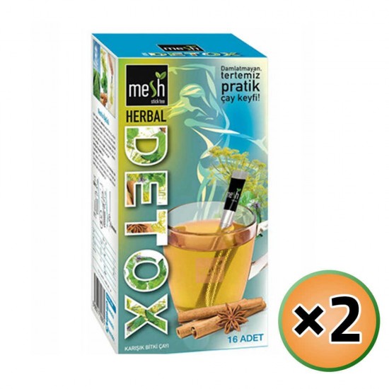 MESH Stick Detox Herbal Tea, Herbal Detox Tea in Sticks, Innovative Infuser Sticks, No Artificial Colors No Flavors, 2 Pack of 16 Sticks, 32 Sticks, 64g