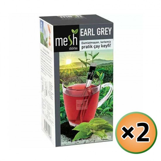 MESH Stick Earl Grey Tea, Earl Grey Tea in Sticks, Innovative Infuser Sticks, Black Tea with Bergamot, No Artificial Colors No Flavors, 2 Pack of 16 Sticks, 32 Sticks, 64g