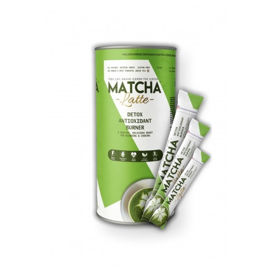 ماتشا لاتيه اليابانية الفاخرة والقهوة الخضراء بنكهة جوز الهند - مزيج التخلص من السموم الغني بمضادات الأكسدة, 20 كيسًا