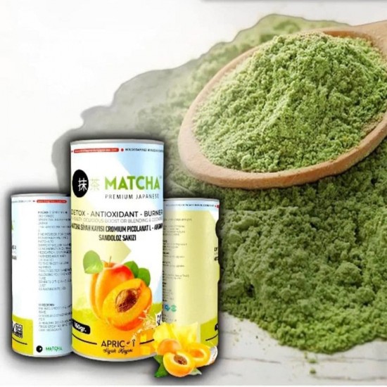 Premium Matcha L-Carnitine Apricot Tea, Antioxidant-Rich Detox and Weight Loss Blend, 20 Sachet x 8 gr