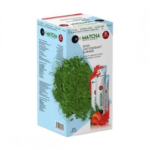 Matcha Premium Japanese Detox Antioxidant Burner, Strawberry Flavored Matcha Tea, Natural Cleansing and Slimming, 20 Sachet