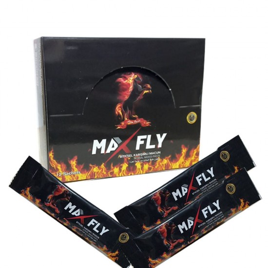 Max Fly Paste, Epimedium Turkish Honey, Double epimedium with Ginseng, Ginger and Carob For Men and Women, 12 sachets x 12 gr