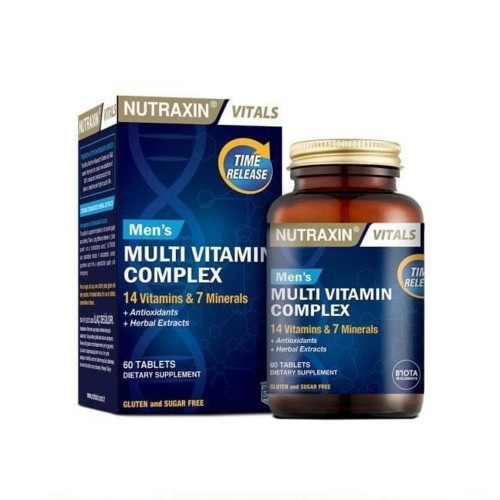 Nutraxin Men's Multivitamin Complex, 14 Vitamins, 7 Minerals & Herbal Extracts for Energy, Immunity & Men's Health, Vegan, 60 Tablets 
