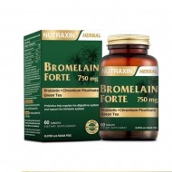 Nutraxin Bromelain Forte 750 mg, Digestive Enzyme, Green Tea, Chromium, Probiotics, Digestion & Immunity Support, 60 Tablets