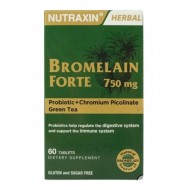 Nutraxin Bromelain Forte 750 mg, Digestive Enzyme, Green Tea, Chromium, Probiotics, Digestion & Immunity Support, 60 Tablets