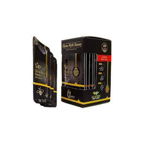 Rhino Myth Honey Black VIP, Improve Your Sexual Performance and Vitality Naturally,1 Box, 12 Sachets, 84 g