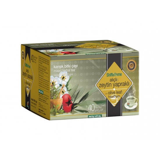 Mixed Herbal Tea with Olive Leaf and Hawthorn, Turkish Herbal Tea, Immune System Friend,40 bags, 60 gr 