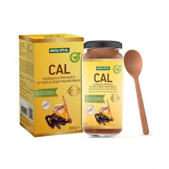 Super CAL Macun, Super Paste of Turkish Honey with Carob & Royal Jelly & Olive Leaf, Premium Series, Creatine, 15 ingredients, Gain weight & Improve muscle safely, 300 gr