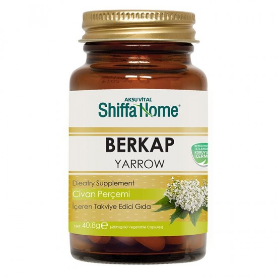 BERKAP hemorrhoid Herbal Capsules, Yarrow Herb Capsules, 7 herbs, Propolis Extract, Pollen, 680 mg, 60 Caps