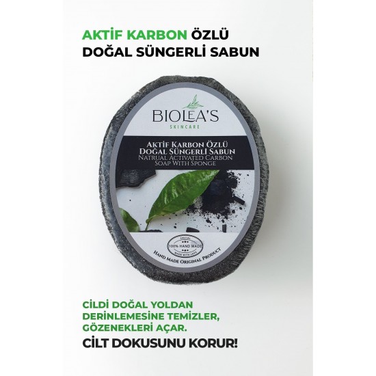 Activated Carbon Essence Natural Sponge Soap, 130 gr