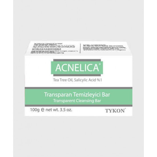 ACNELICA Transparent Cleansing Soap Bar, 1% Tea Tree Oil Soap, Salicylic Acid, Dermatologically Tested, Acne, Blackhead, and Hyperpigmentation Soap Bar, 100 gr, e net wt. 3.5 oz