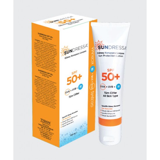 Sundressa Turkish Sunscreen, Unique IR protection Sunscreen, Sun Protection Factor SPF 50+, All Skin Types, Sundressa Sunscreen Lotion 100ml